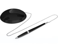 Настольная шариковая ручка BRAUBERG Стенд-Пен Блэк2, синяя, цепочка, черный корпус, линия письма 0,5 мм, 141347