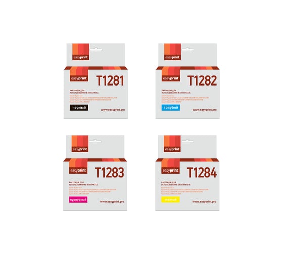 Комплект картриджей EasyPrint (C13T12814011/T1281) для Epson Stylus S22/SX125/Office BX305F: черный, голубой, пурпурный, желтый IE-T1285_SET 1