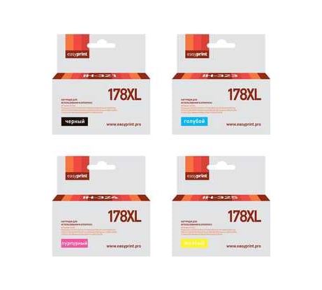 Комплект картриджей EasyPrint (CB321HE/CB321/CN684HE/178XL/178 XL) для HP 178XL: черный, голубой, пурпурный, желтый IH-178XL_SET