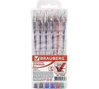 Гелевые ручки BRAUBERG Jet НАБОР 6 шт., АССОРТИ, узел 0,5 мм, линия письма 0,35 мм, 141024