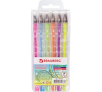 Гелевые ручки BRAUBERG Jet НАБОР 6 шт., АССОРТИ, пастельные чернила, узел 0,7 мм, линия письма 0,5 мм, 141033
