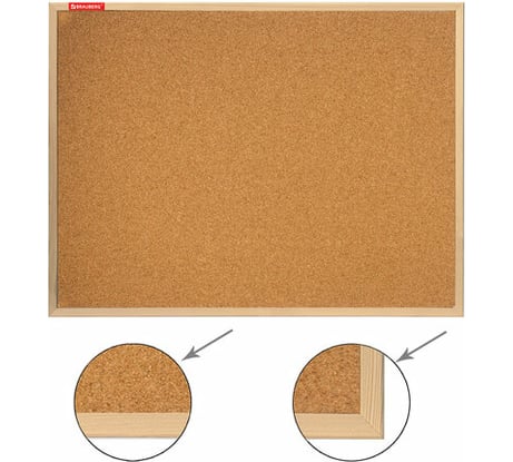 Пробковая доска BRAUBERG для объявлений 90х120 см, деревянная рамка, 236861