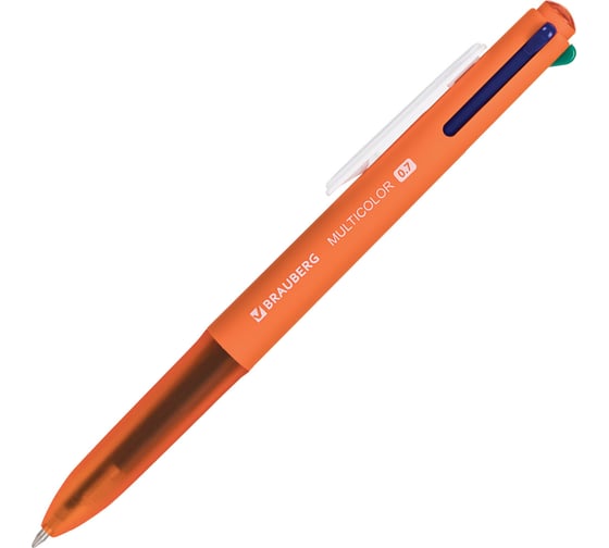 Ручка многоцветная шариковая автоматическая BRAUBERG MULTICOLOR,4 ЦВЕТА,корпус ассорти,0,35мм, 143458