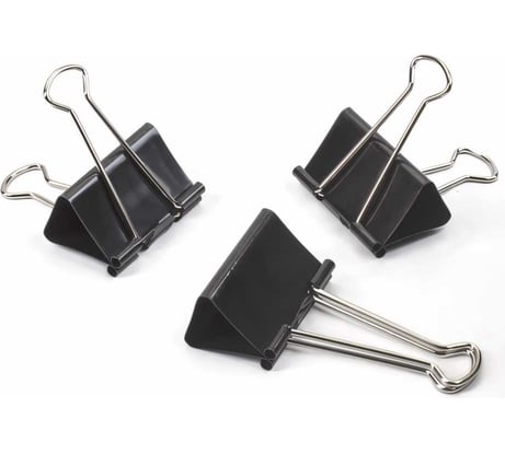 Большие зажимы для бумаг BRAUBERG КОМПЛЕКТ 12 шт., 51 мм, на 230 листов, черные, картонная коробка 220561