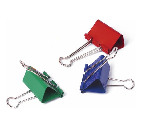 Зажимы для бумаг BRAUBERG КОМПЛЕКТ 12 шт., 51 мм, на 230 листов, цветные, в пластиковом цилиндре 221131