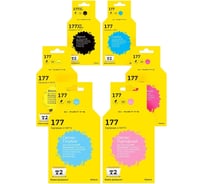 Комплект картриджей T2 (C8721HE/C8722HE/C8723HE/C8724HE/C8725HE/C8726HE) для HP 177: черный, голубой, пурпурный, желтый, светло-голубой, светло-пурпурный IC-H177XL_MP