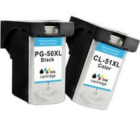 Комплект картриджей T2 (PG-50/PG 50/ PG50;CL-51/CL51/CL 51) для Canon: PG-50/CL-51, черный + цветной IC-CPG-50+CL-51_MP