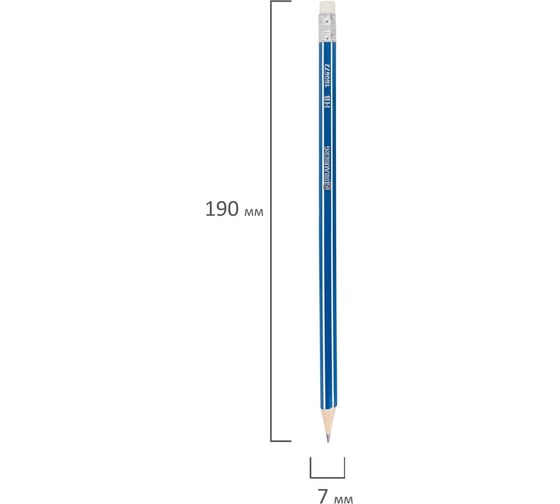 Чернографитные карандаши BRAUBERG ZTX НАБОР 12 шт., HB, с резинкой, синий корпус 180672