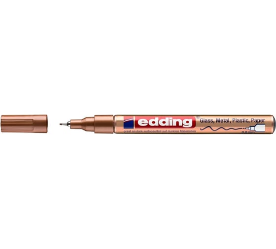 Лаковый маркер Edding округлый наконечник, 0.8 мм, до 1000С, серебряный E-780#54