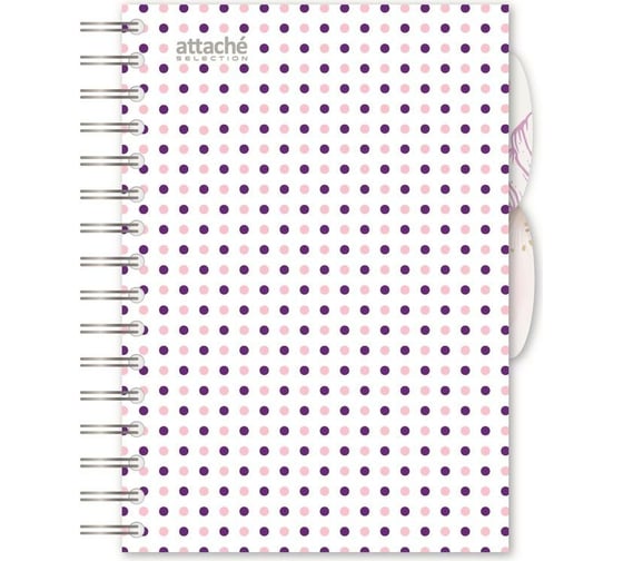 Бизнес-тетрадь Attache Selection Flower Dreams Dots А5, 140 листов, клетка, пластиковая спираль 1063466
