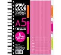 Бизнес-тетрадь Attache Selection SPIRAL BOOK 140 листов, клетка, А5, розовая, евроспираль, пластиковая обложка, разделители 84111 737341