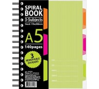 Бизнес-тетрадь Attache Selection SPIRAL BOOK 140 листов, клетка, А5, салатовая, евроспираль, пластиковая обложка, разделители 84108 737339