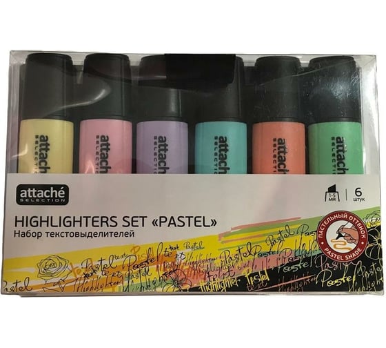 Маркеры-выделители текста Attache Selection Pastel 1-5 мм, набор 6 цветов 958592