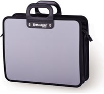 Пластиковая папка-портфель BRAUBERG ПРЕМЬЕР А4, 3 отделения, фактура бисер, серый 223083