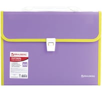 Пластиковая папка-портфель BRAUBERG JOY А4, 13 отделений, с окантовкой, фиолетовый 227977