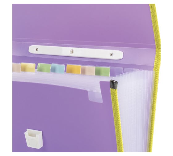 Пластиковая папка-портфель BRAUBERG JOY А4, 13 отделений, с окантовкой, фиолетовый 227977