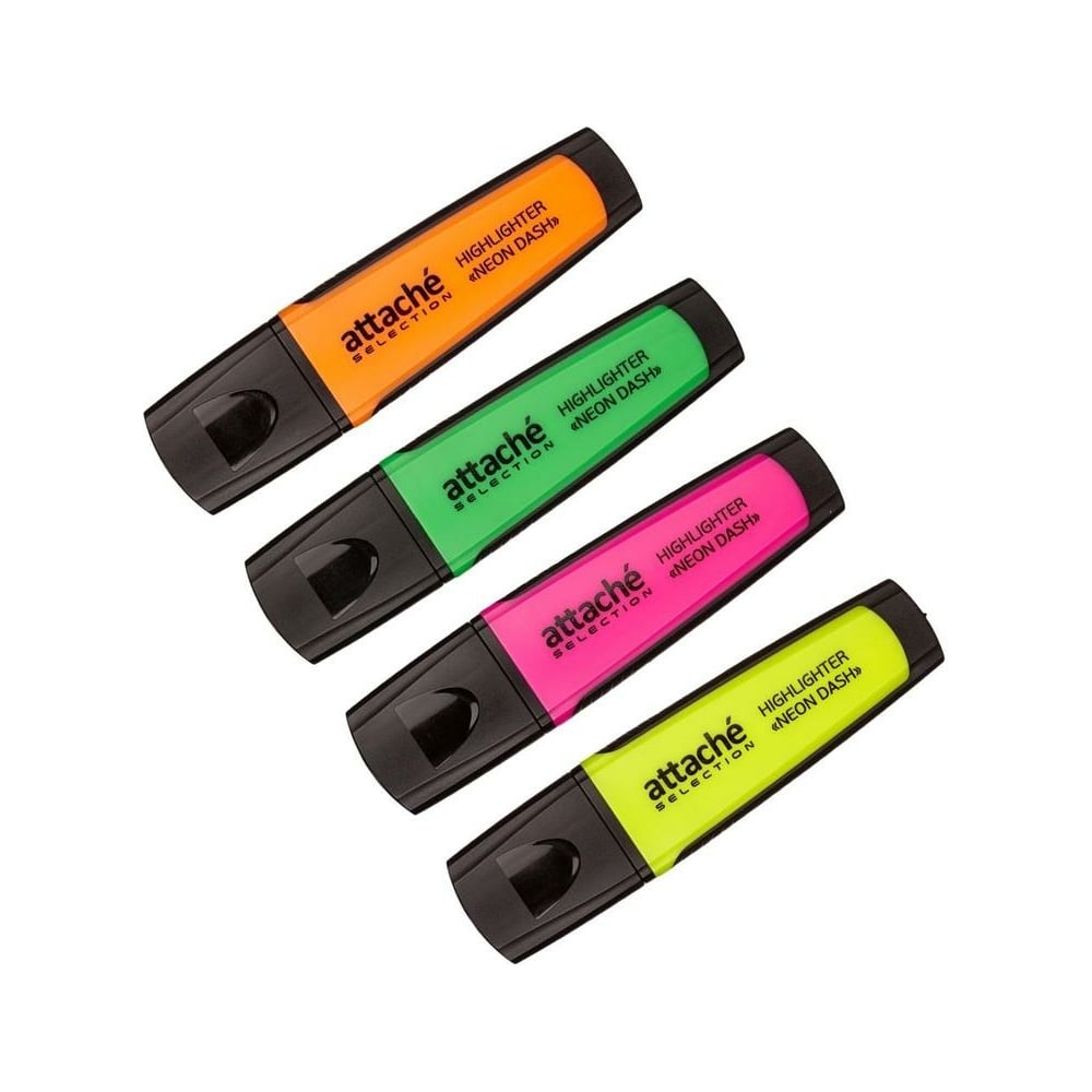 Маркеры-выделители текста Attache Selection Neon Dash 1-5 мм, набор 4 .