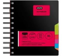 Блокнот Attache Selection Office book А6, 200 листов, клетка, гребень, черный металлик 888095