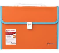 Пластиковая папка-портфель BRAUBERG JOY А4, 13 отделений, с окантовкой, оранжевый 227975
