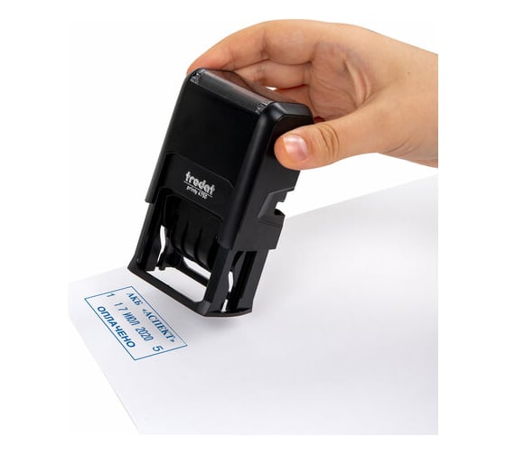 Датер ОФИСМАГ со свободным полем, оттиск 41x24 мм синий, TRODAT 4750 PRINTY 4.0, корпус черный, 141304 238360