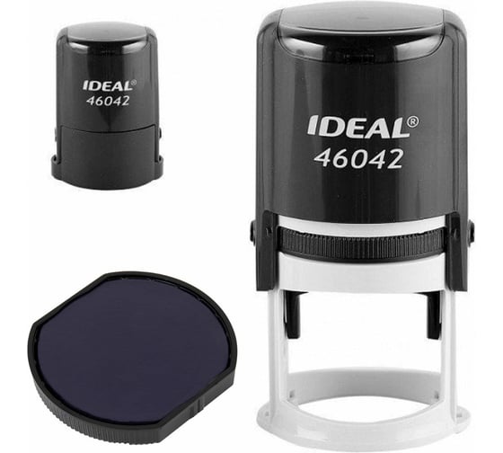 Оснастка для печатей ОФИСМАГ TRODAT IDEAL 46042 оттиск D= 42 мм синий, корпус черный, крышка, подушка 237928
