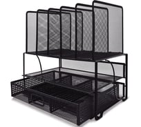 Многосекционный металлический органайзер BRAUBERG Germanium 335x228x335 мм, черный 272474