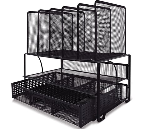 Многосекционный металлический органайзер BRAUBERG Germanium 335x228x335 мм, черный 272474
