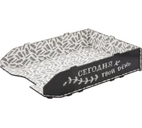 Горизонтальный лоток для бумаг Attache ECO Офис 330x250x65мм, дерево, черный/белый 1110591