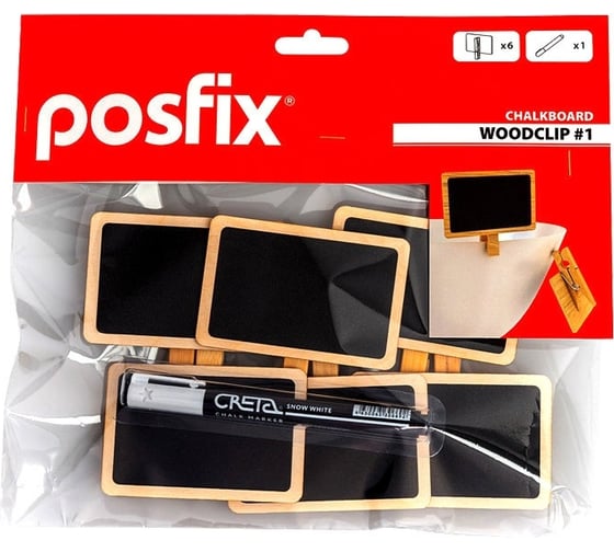 Набор меловых табличек ПК МАГС WOODCLIP 1 на прищепке, 6 штук в упаковке ФКС01-00027