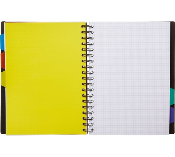 Бизнес-тетрадь Attache Office Creative А4, 120 л, черная, клетка, 5 разделов, спираль 678600