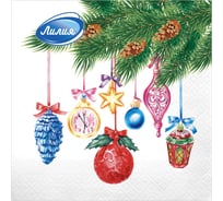 Салфетки бумажные 20 шт., 33x33 см, "Пять минут", 2-х слойные, ЛИЛИЯ, ш/к 83088 ОФИСМАГ 116639