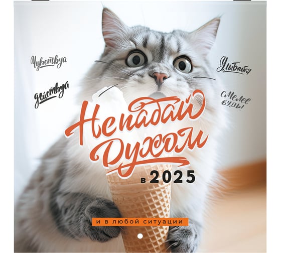 Календарь настенный перекидной 2025г,, 12 листов, 22,5x22,5см, МИНИ, Не падай духом, BRAUBERG 116178