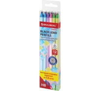 Набор карандашей чернографитных "PASTEL" 12 шт., HB, с ластиком, BRAUBERG 181997