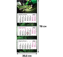 Календарь настенный Attache 3-х блочный 2025 г. Зеленая Змея, 305x780, 80 г/кв.м 2062078