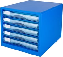 Бокс с выдвижными лотками Deli E9777B, 5 лотков, синий 1696475