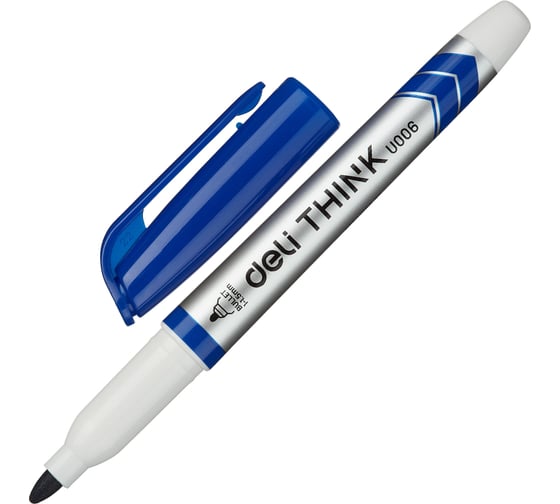 Маркер для белых досок Deli Think, круглый наконечник, 1-1,5 мм, синий 1407981 1
