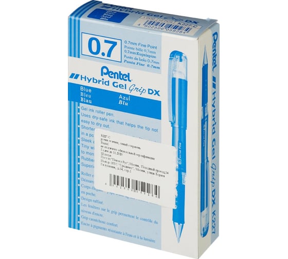 Ручка гелевая Pentel неавтоматическая Hybrid gelGripDX синий, 0,7 мм К227-С, резиновая манжетка 769658