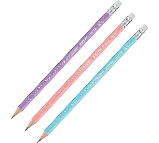 Карандаш чернографитный Maped BLACK PEP'S PASTEL НВ, дерево, 3-х гранный, ластик, 3 шт, 851719 1271135