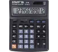 Настольный калькулятор STAFF STF-444-12, 12 разрядов, двойное питание, 250303