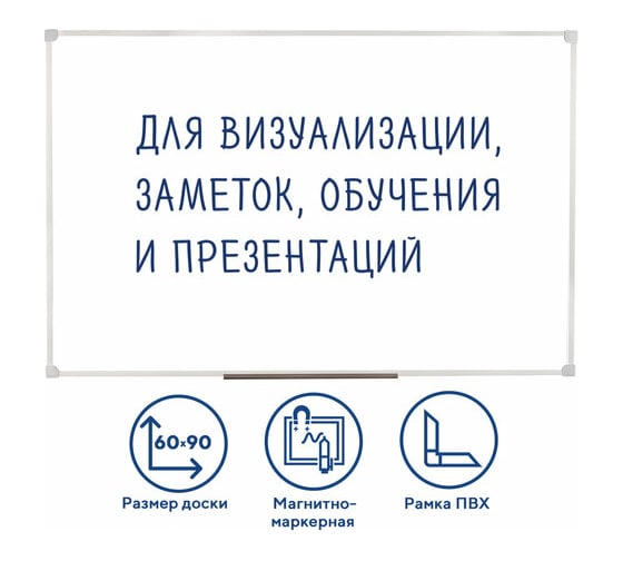 Магнитно-маркерная доска STAFF ПВХ рамка, 236158