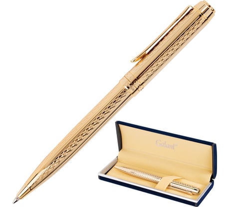 Подарочная шариковая ручка GALANT Graven Gold, корпус золотистый, золотистые детали, 0,7мм, синяя, 140466
