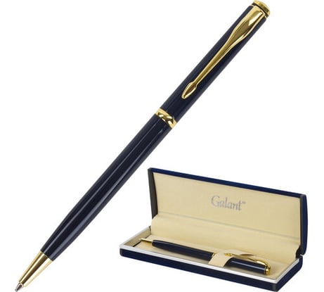 Подарочная шариковая ручка Galant Arrow Gold Blue, корпус темно-синий, золотистые детали, 0,7мм, синяя, 140653