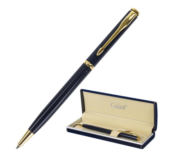 Подарочная шариковая ручка Galant Arrow Gold Blue, корпус темно-синий, золотистые детали, 0,7мм, синяя, 140653