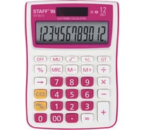 Компактный настольный калькулятор STAFF STF-6212, 12 разрядов, двойное питание, малиновый 250291