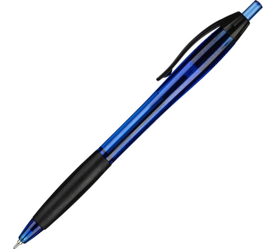 Ручка шариковая автоматическая Комус Glide Stream d 0,7 мм, синяя, масляная, черный/синий корпус 1921480