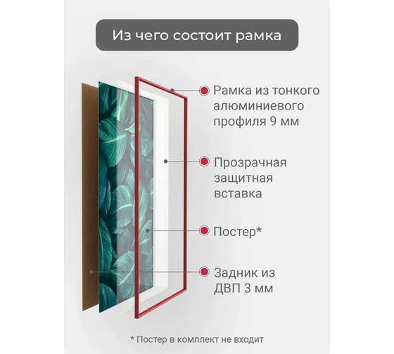 Фоторамка ООО Первое ателье красная алюминиевая рамка 32x45 см Niel-2rg-32х45