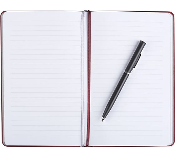 Бизнес-тетрадь Attache Light Book А5, 112 л, линия, цветной срез, кожзам, бордо 1001834