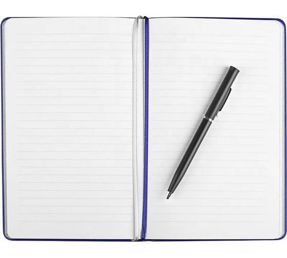 Бизнес-тетрадь Attache Light Book А5 112 л, линия, цветной срез, кожзам, темно-синий 1001833