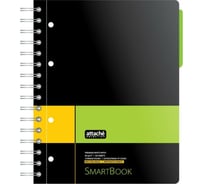 Бизнес-тетрадь Attache Selection SMARTBOOK А5, 120 листов, линейка, спираль, микроперфорация, разделители, карман, желто-зеленая 272650