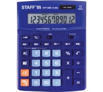 Настольный калькулятор STAFF STF-888-12-BU 200х150мм 12 разрядов, двойное питание, синий, 250455